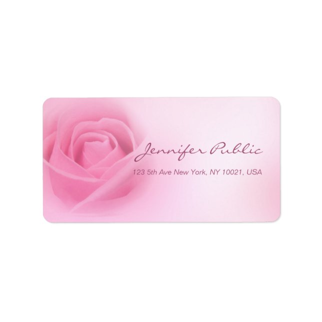 Pink Rose Handwritten Script Elegant Template Label (Front)