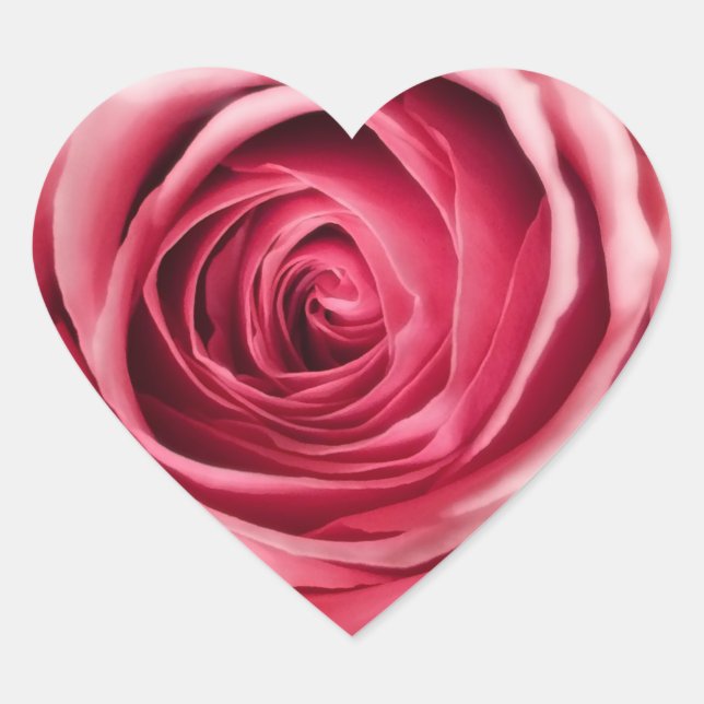 Pink Rose Heart Shape Stickers (Front)