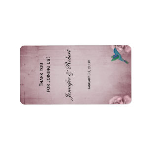 Pink Rose Hummingbird Wedding Lip Balm Label