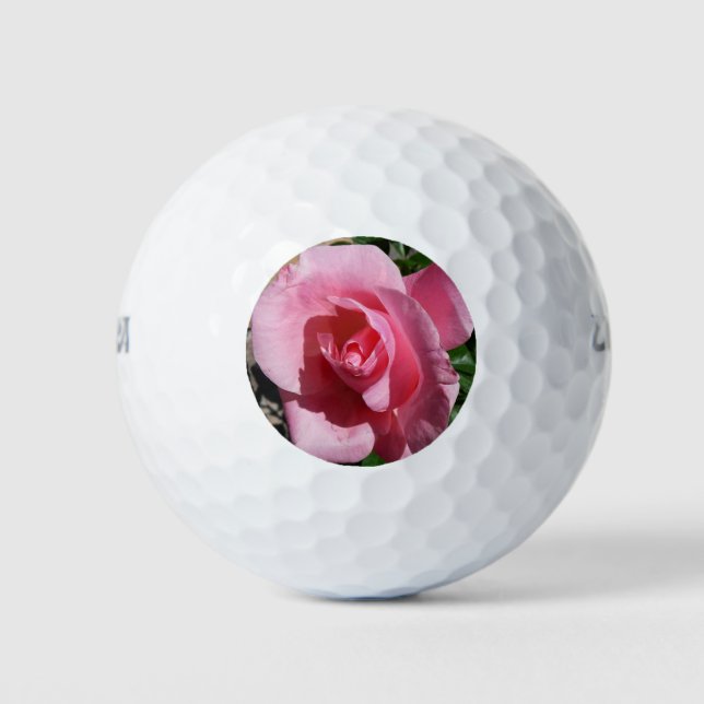 Pink Rose III Garden Floral Golf Balls (Front)