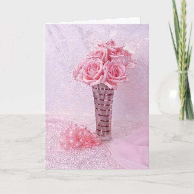 Pink rose III Holiday Card (Front)