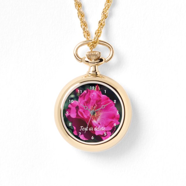 Pink Rose In Full Bloom Close Up Personalized  Watch (Front)