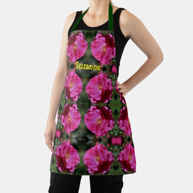 Pink Rose In Full Bloom Pattern Personalized Apron (Insitu)