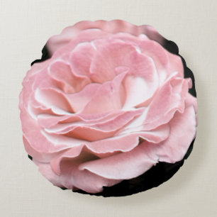 Pink Rose in Full Bloom Round Pillow