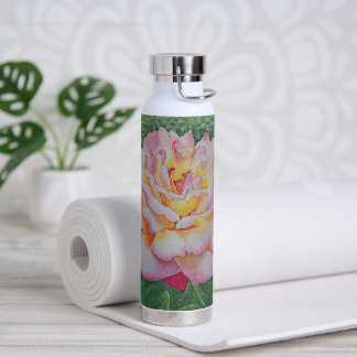 Pink Rose in Spring Water Bottle