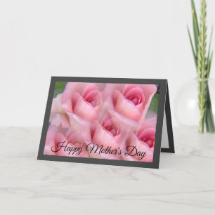 Pink Rose Kaleidoscope Grey Mother's Day Card
