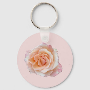 Pink Rose Keychain, Basic Button Keychain