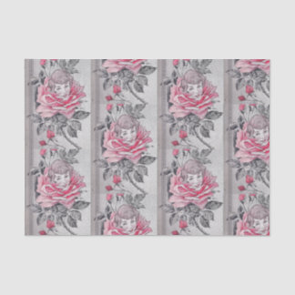 Pink Rose Lady Tissue Paper | Grey