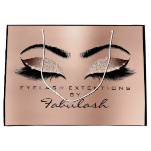 Pink Rose Lashes Eyes Makeup Gold Browns Large Gift Bag