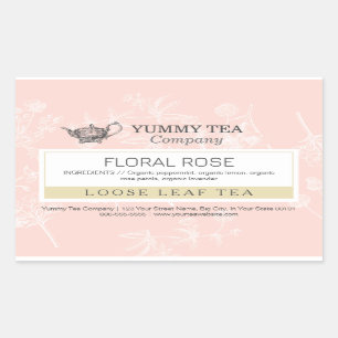 Pink Rose - Loose Leaf Tea Label Sticker