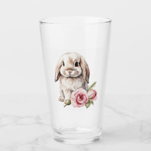 Pink Rose Lop Eared Rabbit Glass