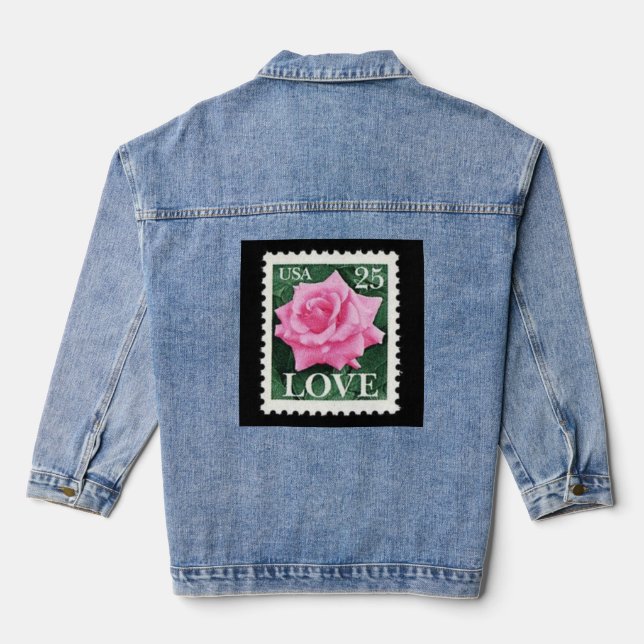 Pink Rose Love Denim Jacket (Back)