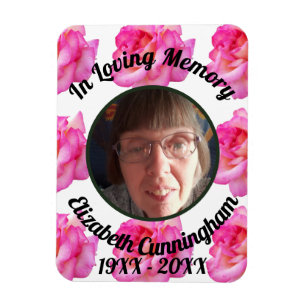 Pink Rose Loving Memory Photo Memorial  Magnet