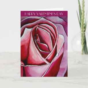 Pink Rose macro flower Valentine's Day card