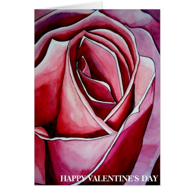 Pink Rose macro flower Valentine's Day card (Front)