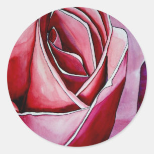 Pink Rose macro flower watercolor abstract art Classic Round Sticker