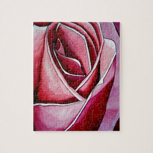 Pink Rose macro flower watercolor abstract art Jigsaw Puzzle (Vertical)