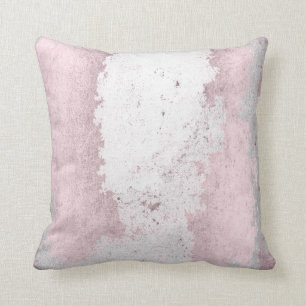 Pink Rose Mauve Grey Silver Grungy Abstract Throw Pillow