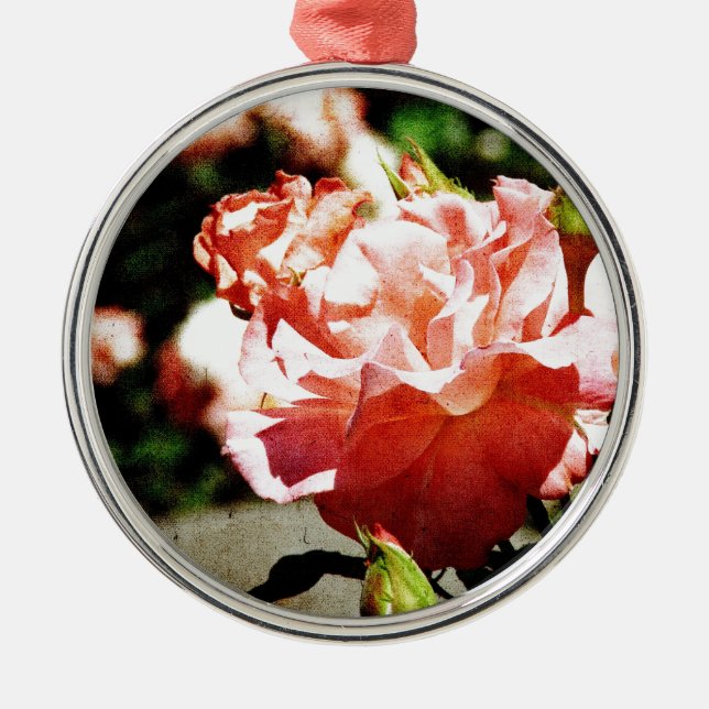 Pink Rose Metal Ornament (Front)