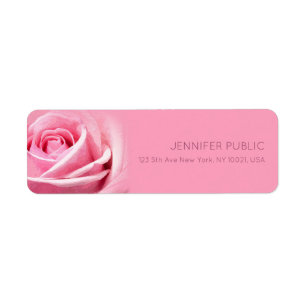 Pink Rose Modern Elegant Plain Return Address