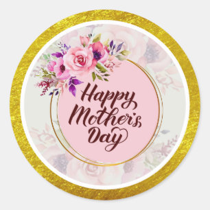 Pink Rose Mother’s Day I Happy Mother's Day Classic Round Sticker