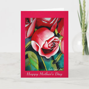 Pink Rose Mother's Day Art card with poem