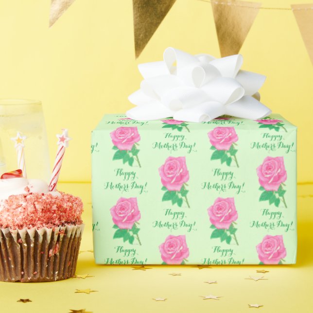 Pink Rose Mother's Day Wrapping Paper (Birthday Party)