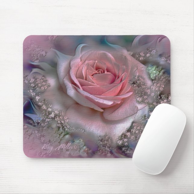 PINK ROSE MOUSE PAD (With Mouse)