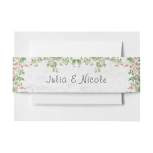 Pink Rose Old Wall Vintage Style Journal Wedding Invitation Belly Band