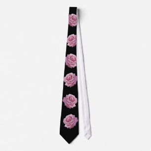 Pink Rose on Black Tie