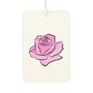 Pink Rose Painted Pink Petals Shades Thick Outline Car Air Freshener