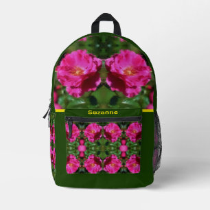 Pink Rose Painting Flower Art Personalized Printed Backpack