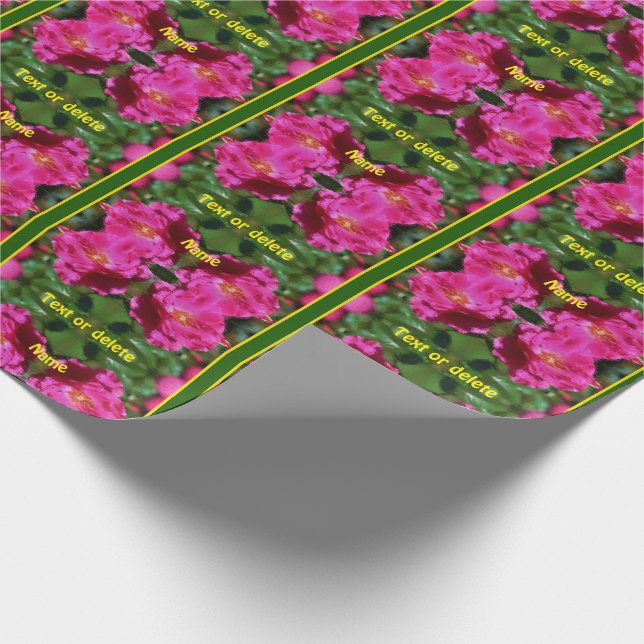 Pink Rose Painting Flower Art Personalized Wrapping Paper (Corner)