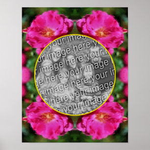 Pink Rose Painting Flower Frame Add Your Photo Poster