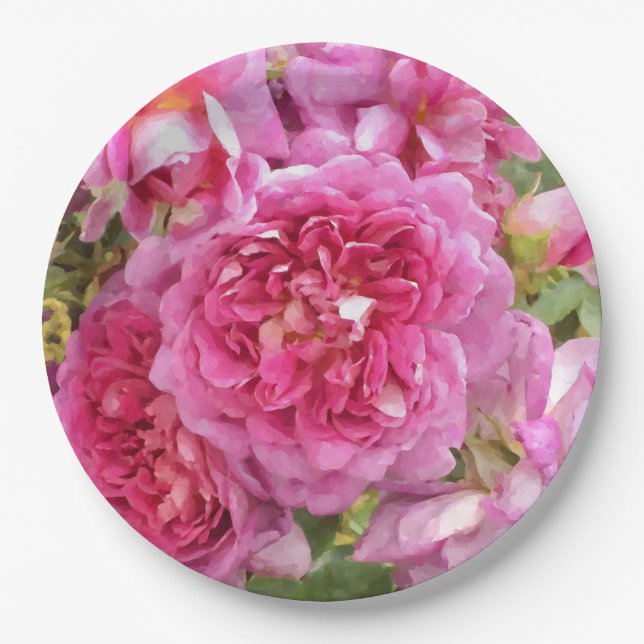 Pink Rose Paper Plate (Front)