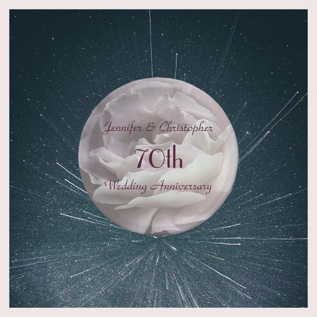 Pink Rose Paper Plates, 70th Wedding Anniversary Plate (Creator Uploaded)