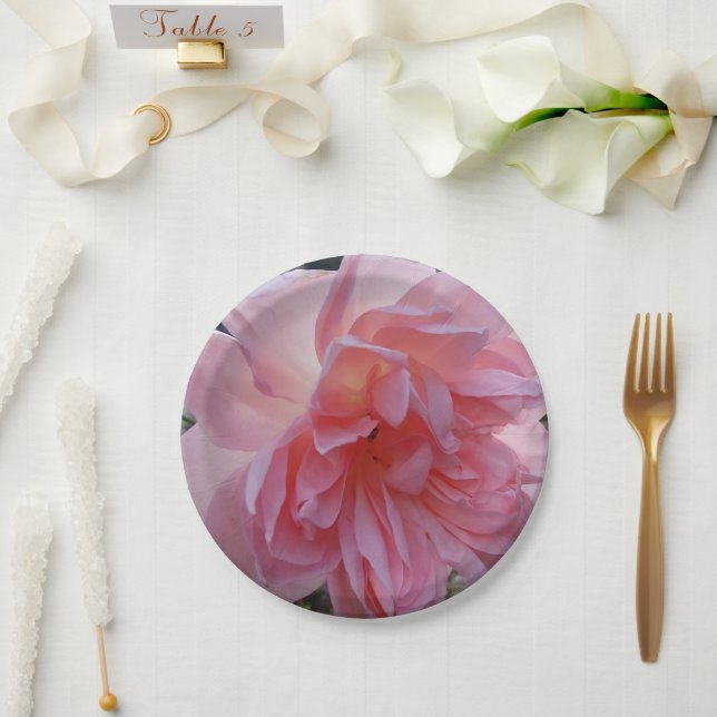 Pink Rose Paper Plates for your party or event (Wedding)