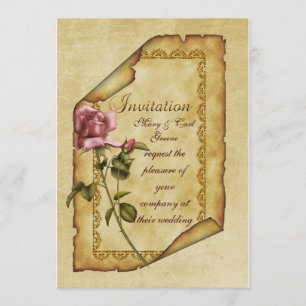 Pink Rose Parchment Invitation