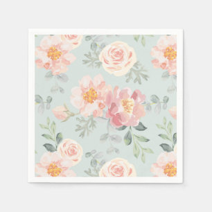 Pink Rose Pastel Garden Pattern Napkin