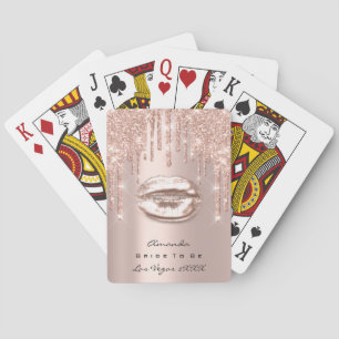 Pink Rose Pastel Spark Glitter Kiss Bridal Playing Cards