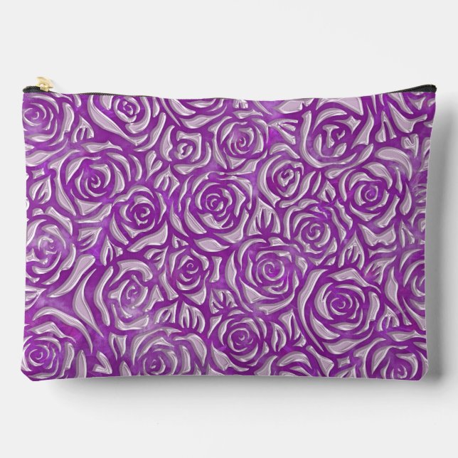 Pink Rose Pattern Accessory Pouch (Front)
