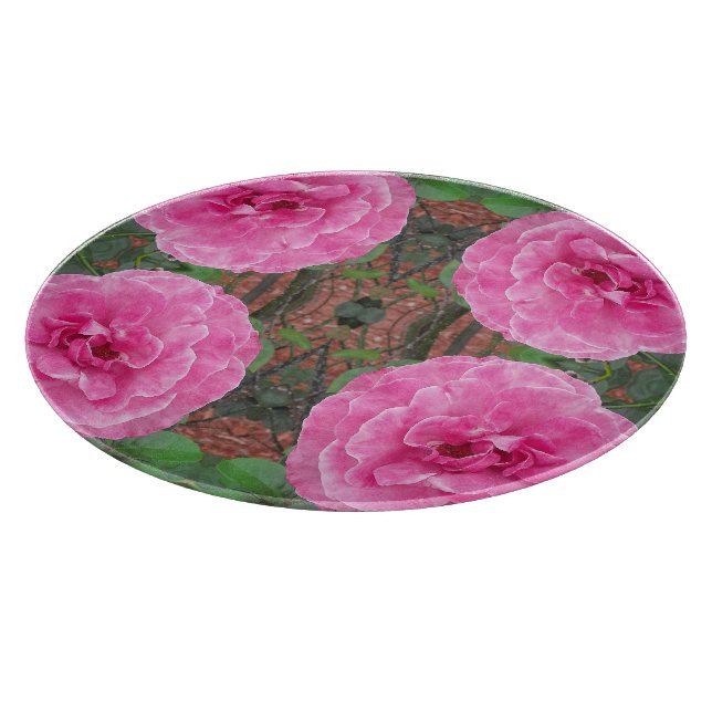 Pink Rose Pattern Cutting Board (Corner)