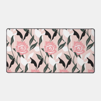 Pink rose pattern desk mat