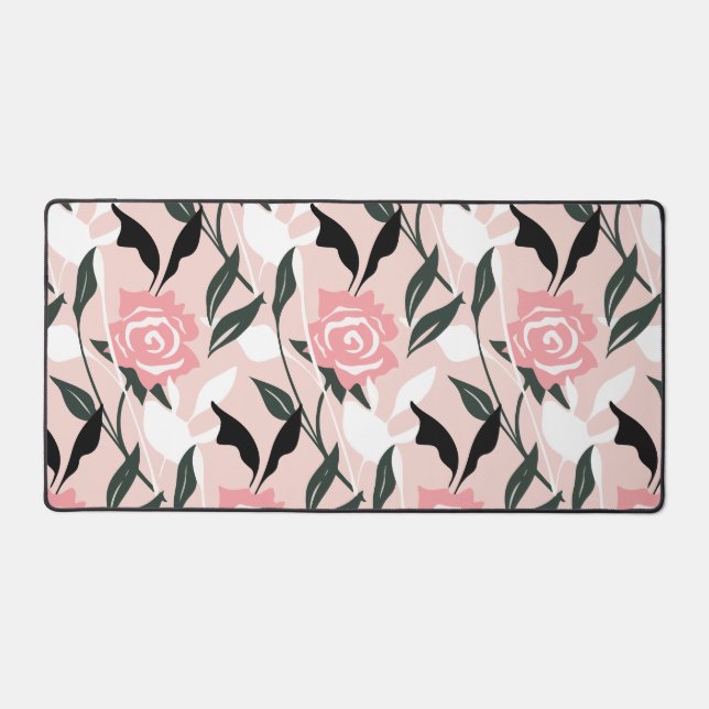 Pink rose pattern desk mat (Front)