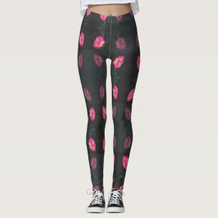 Pink Rose Pattern Leggings