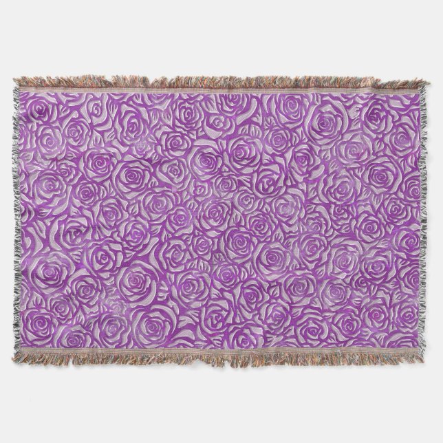 Pink Rose Pattern Throw Blanket (Front)