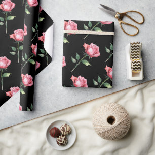 Pink Rose Pattern Wrapping Paper