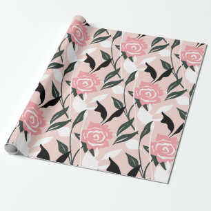 Pink rose pattern wrapping paper