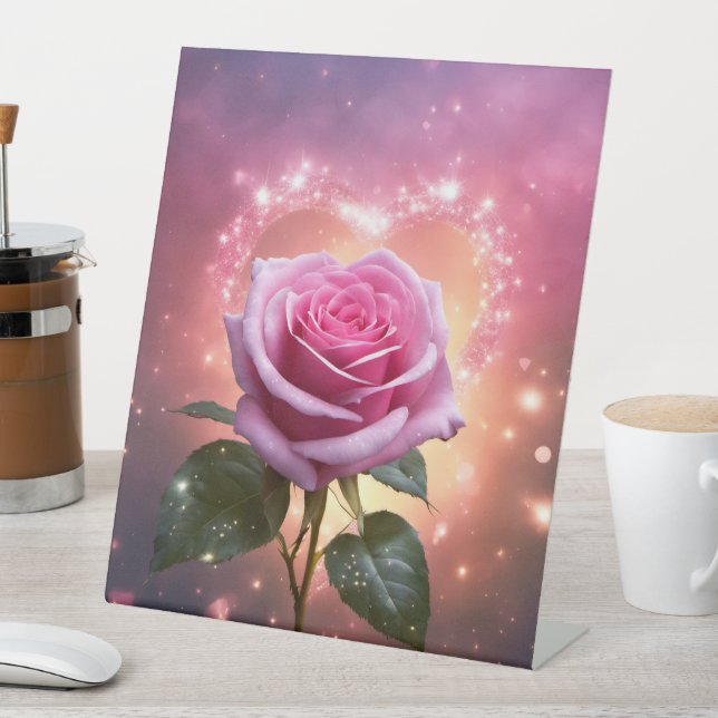 Pink Rose Pedestal Sign (In SItu)