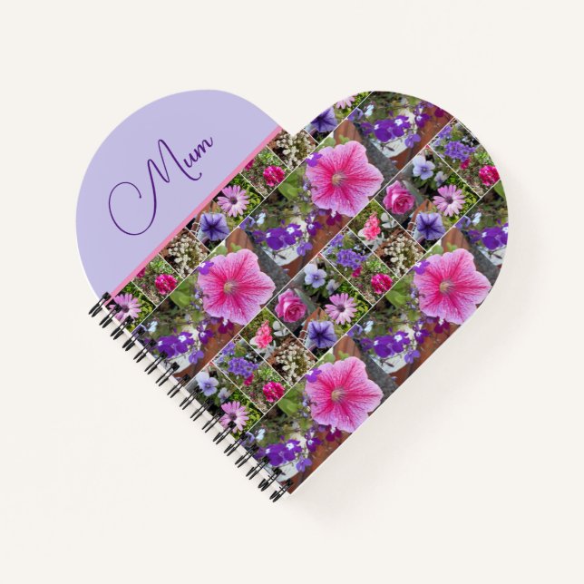 Pink Rose Penunia Daisy Flowers Floral Mothers Day Notebook (Front)